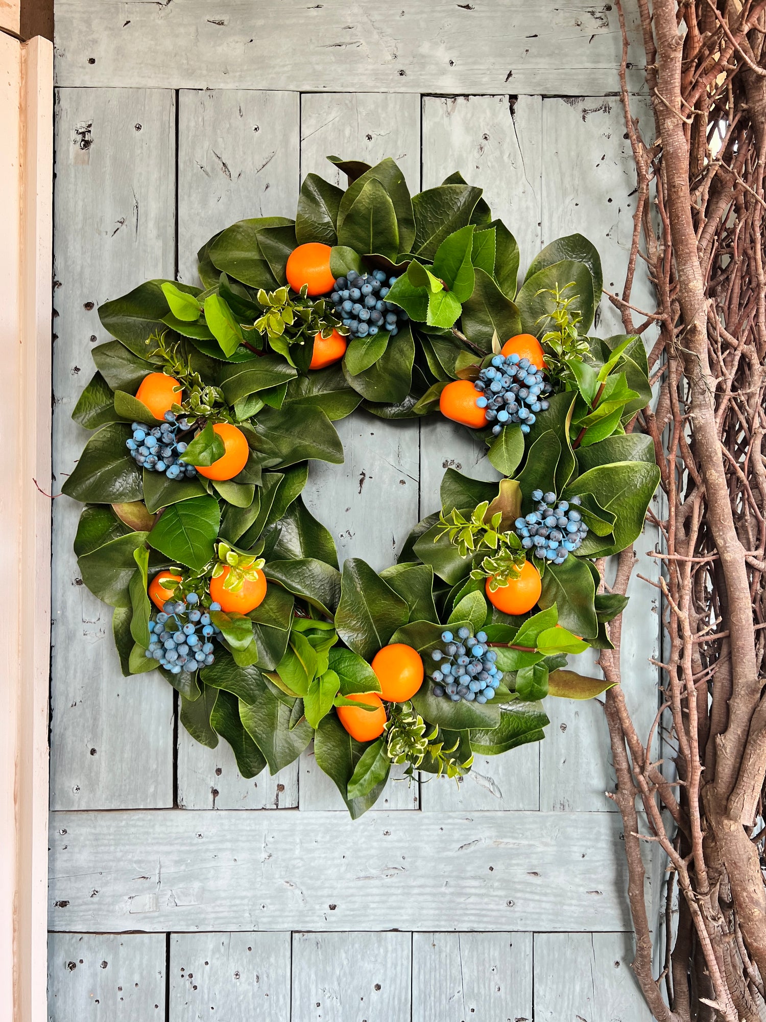 Clementine and blueberry wreath