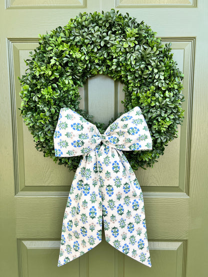 Floral block print wreath sash available with monogram