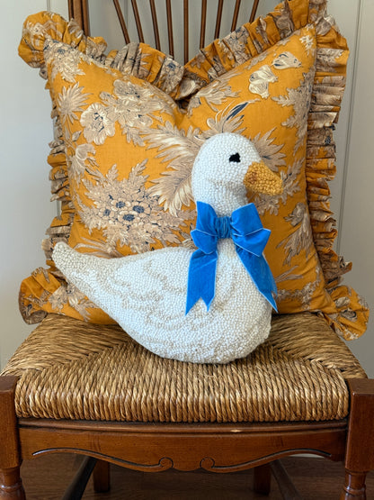 Hand hooked goose pillow