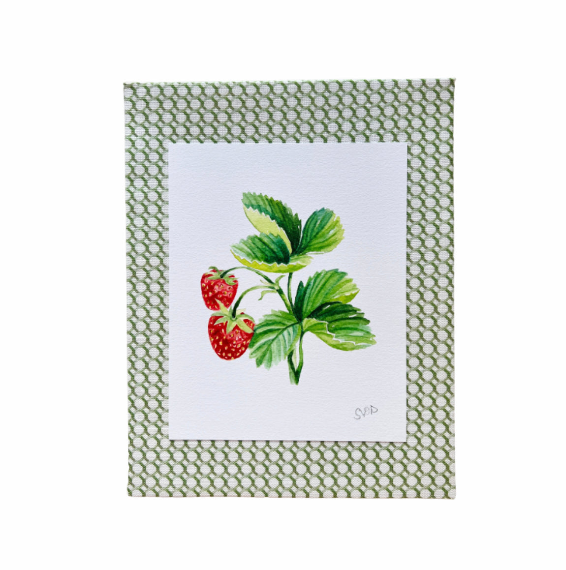 Sarah Drayton fruit art prints with fabric covered mat