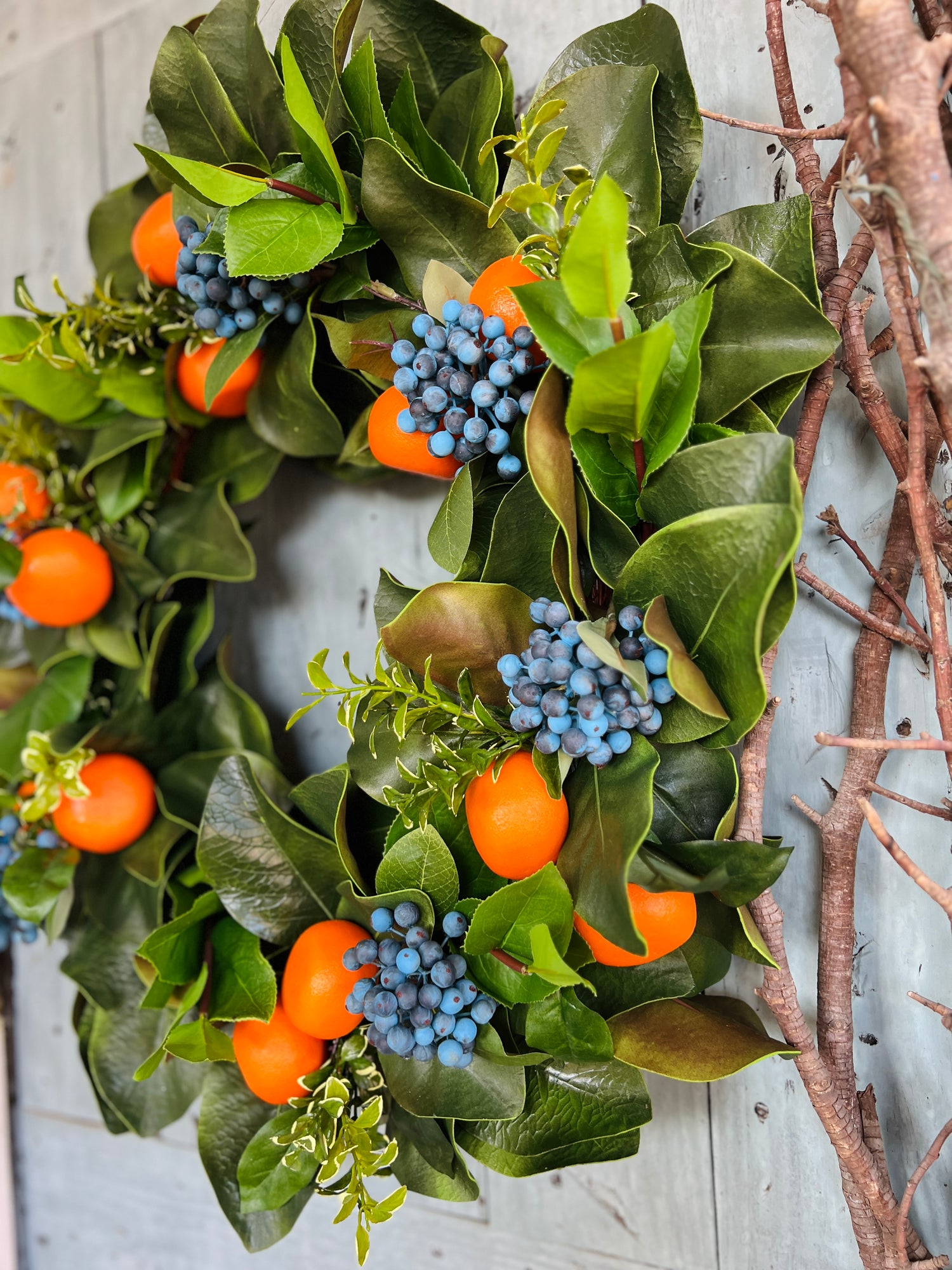 Clementine and blueberry wreath