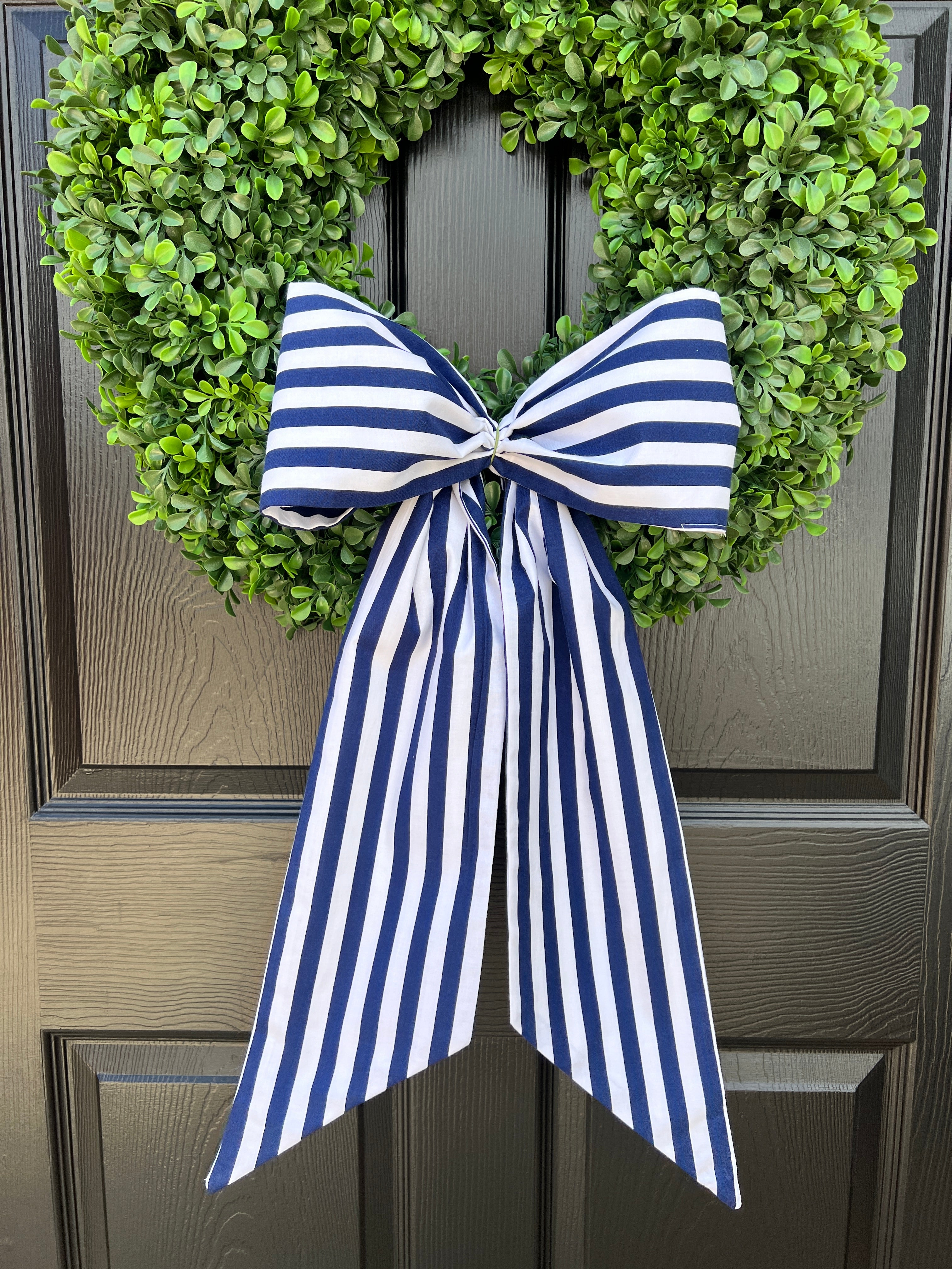 Navy and white stripe signature wreath sash monogram available