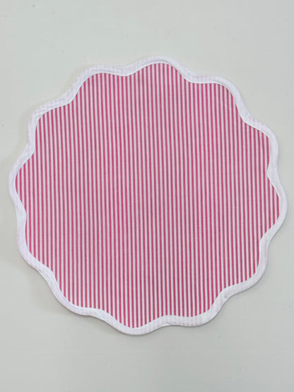 Pink striped scalloped placemats set of 4
