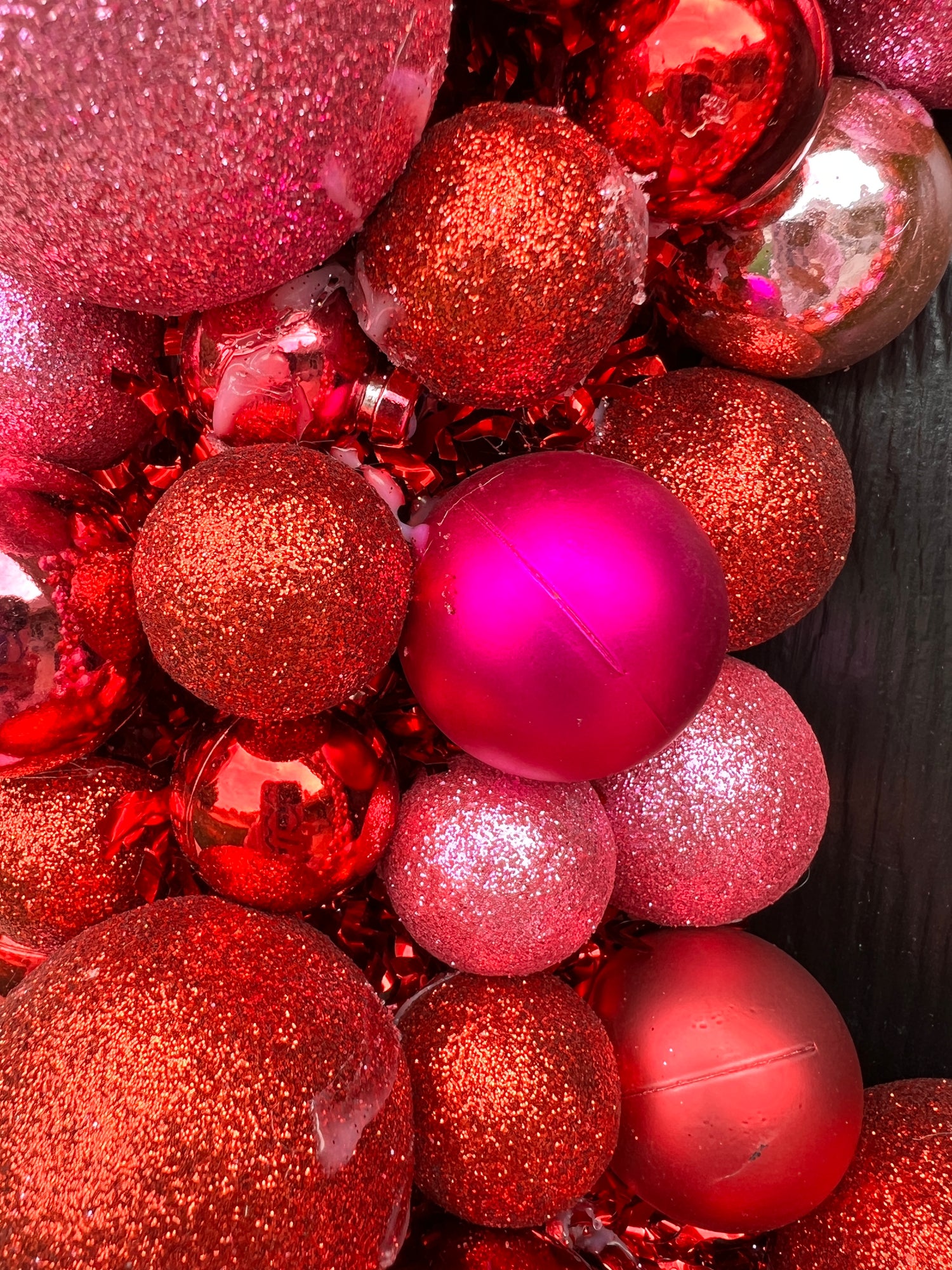 Pink and red ornament wreath