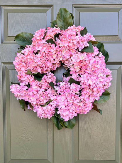 Pink hydrangea wreath