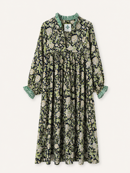 Lillie caftan maxi dress navy and yellow floral
