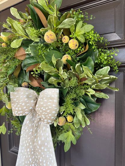Fig and mixed greens wreath