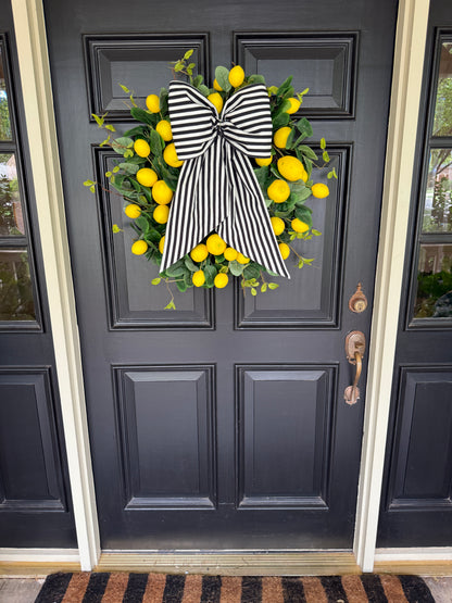 Black and white stripe signature wreath sash monogram available