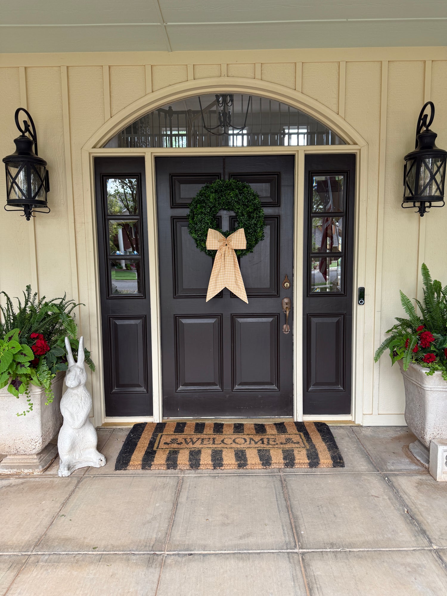 Honey yellow gingham wreath sash