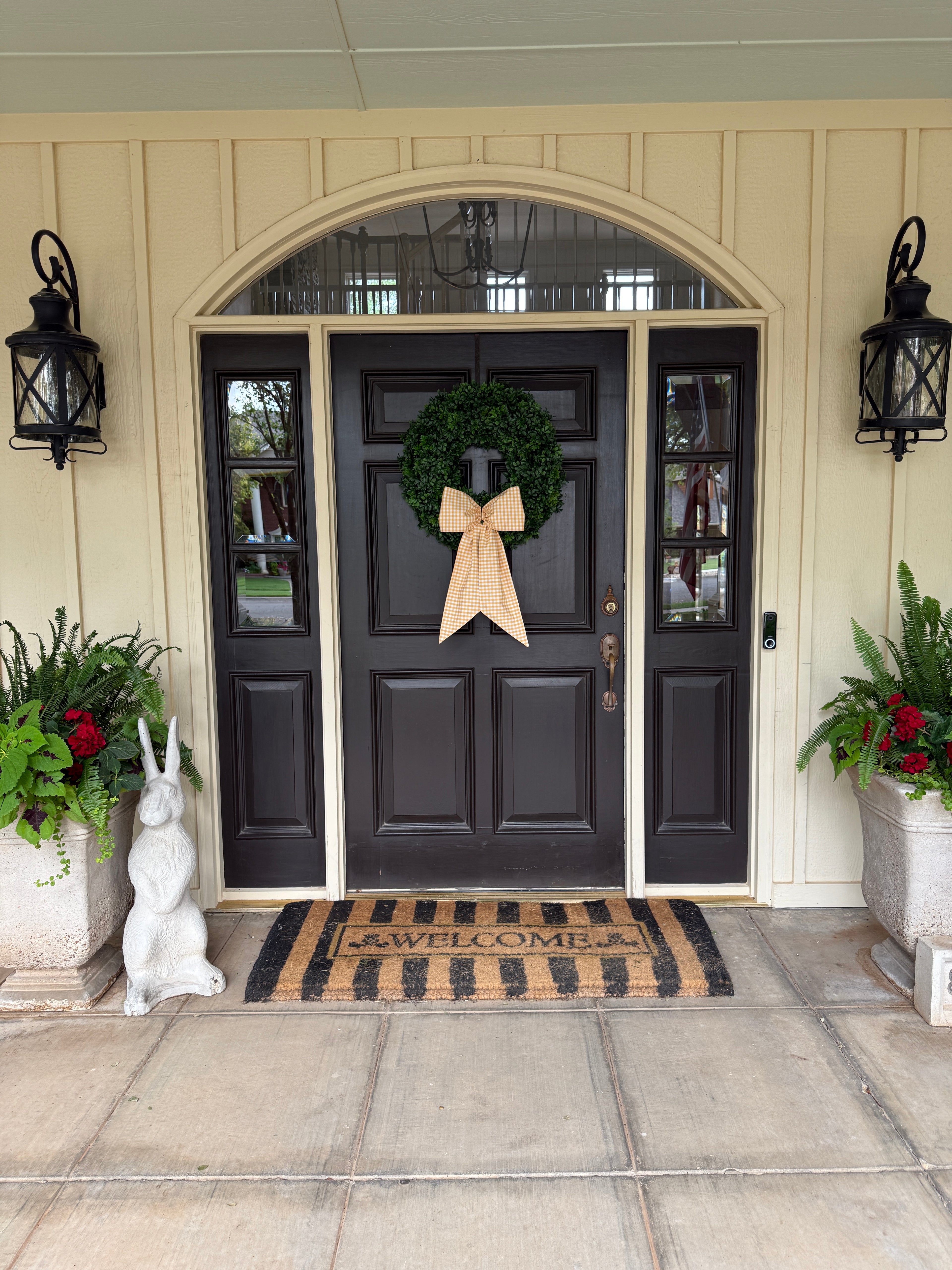Honey yellow gingham wreath sash