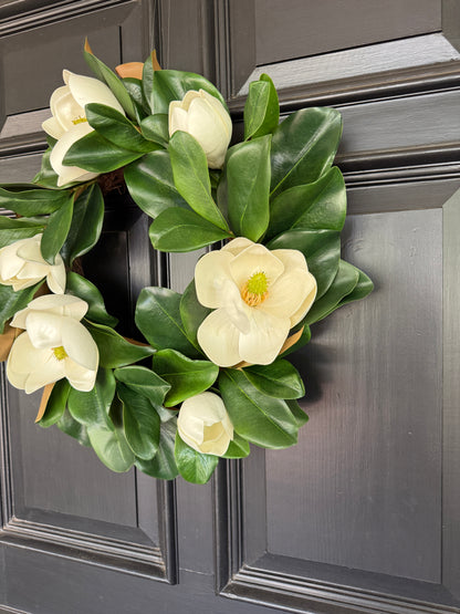 Cream magnolia wreath, 23”