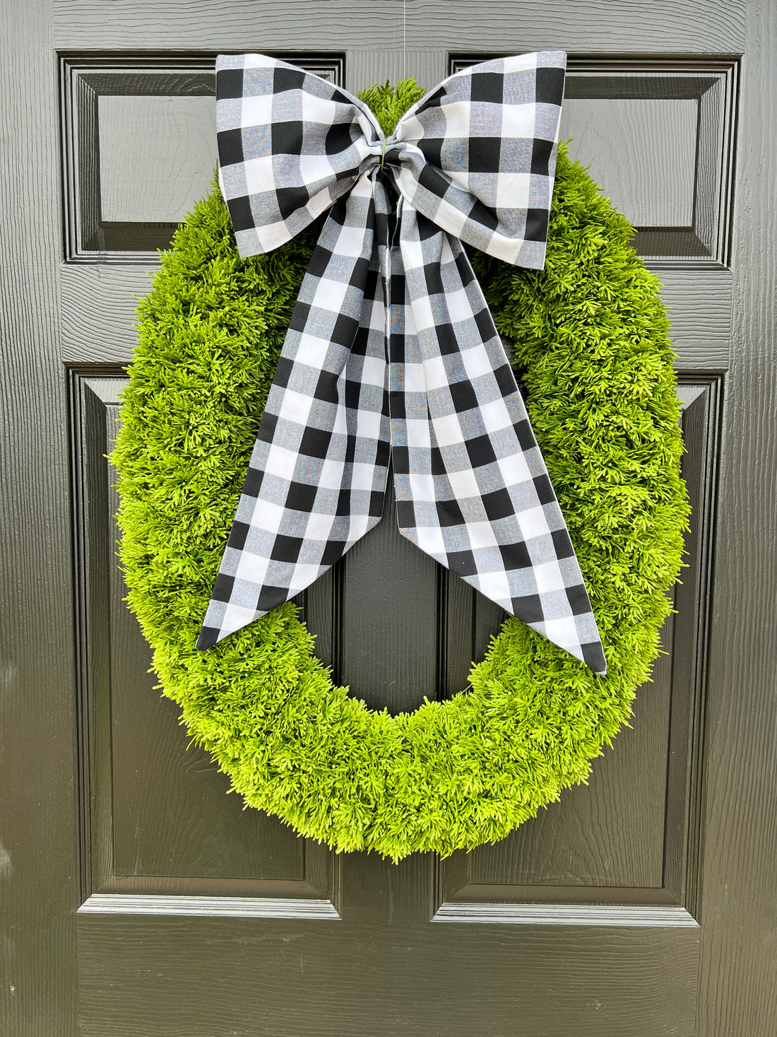 Black and white buffalo check wreath sash