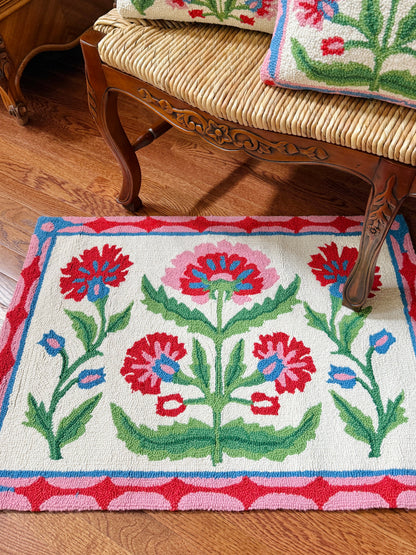 Mughal flower hand hooked accent rug
