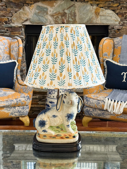 Blue Staffordshire porcelain bunny lamp