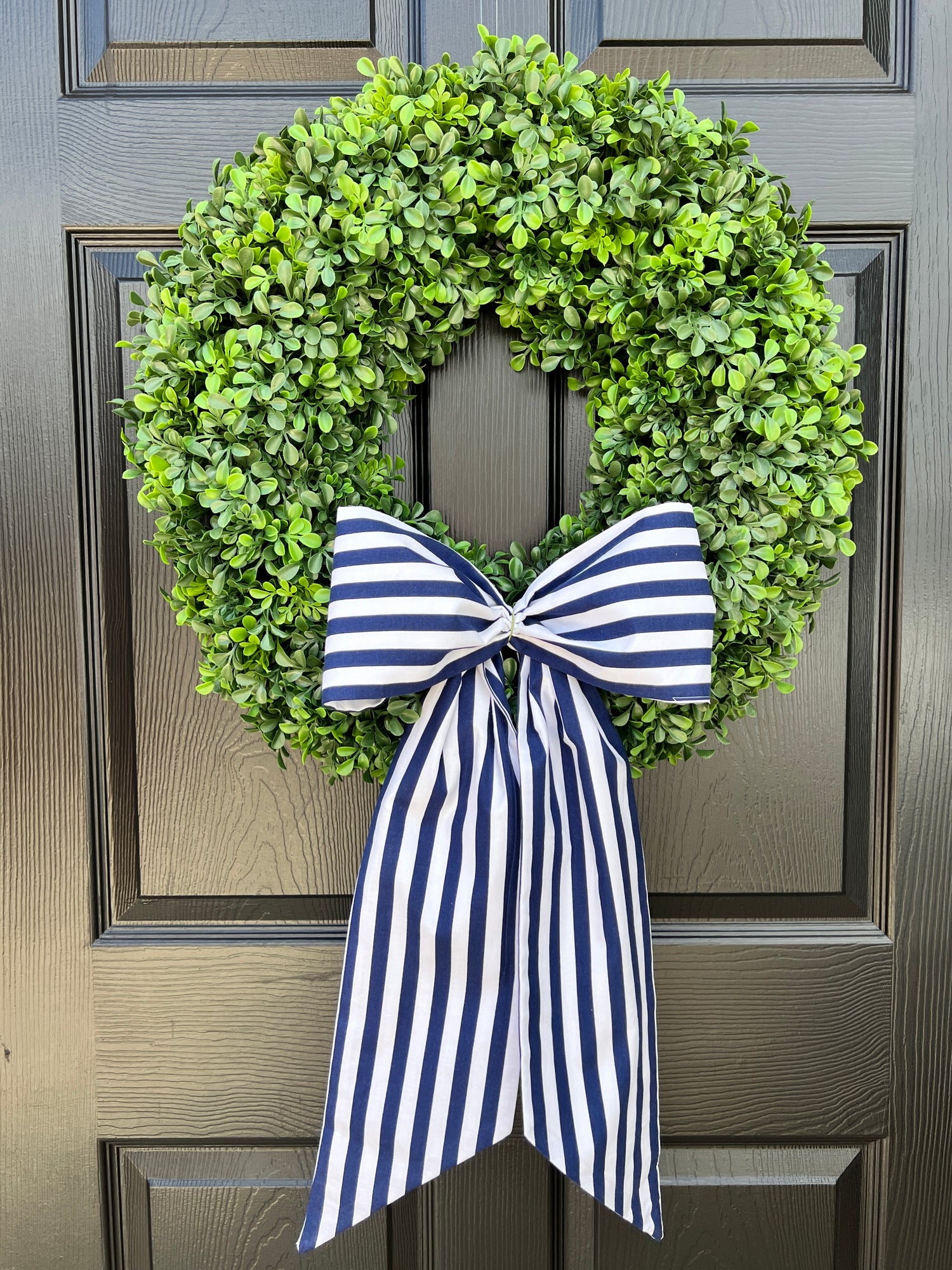 Navy and white stripe signature wreath sash monogram available