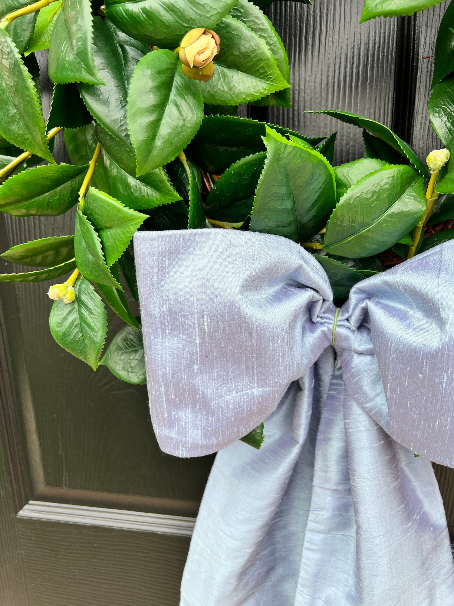 Luxe French Blue 100 percent silk wreath sash