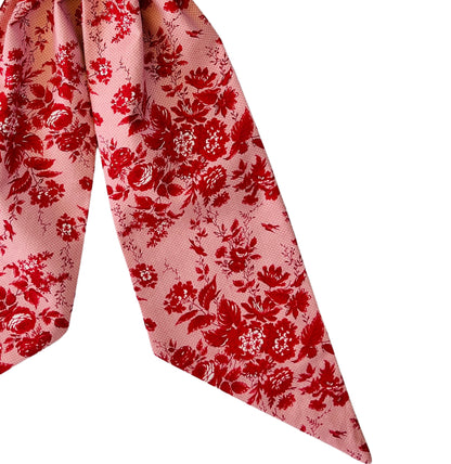 Red and pink floral toile wreath sash