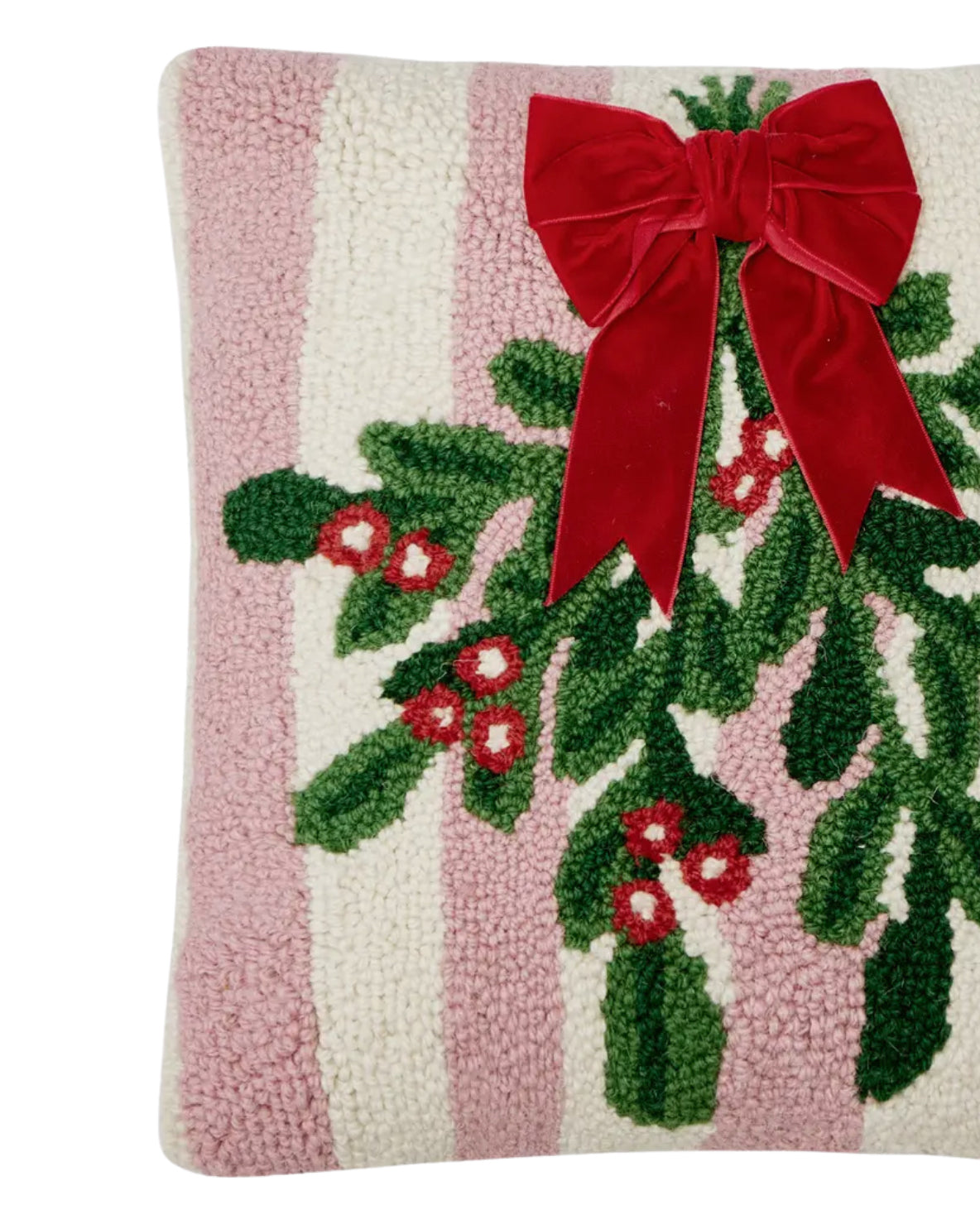 Pink and red mistletoe pillow with bow