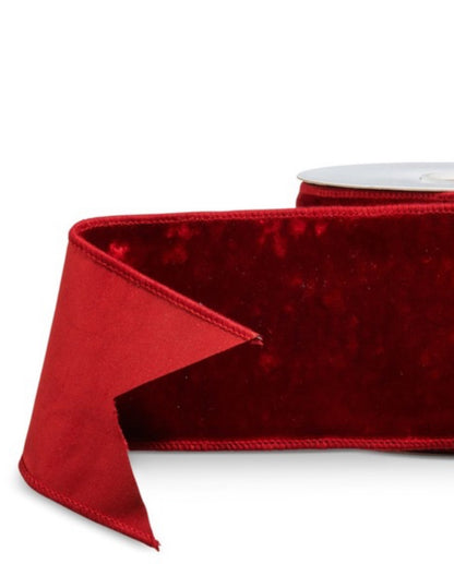 Deep red velvet luxury wired ribbon