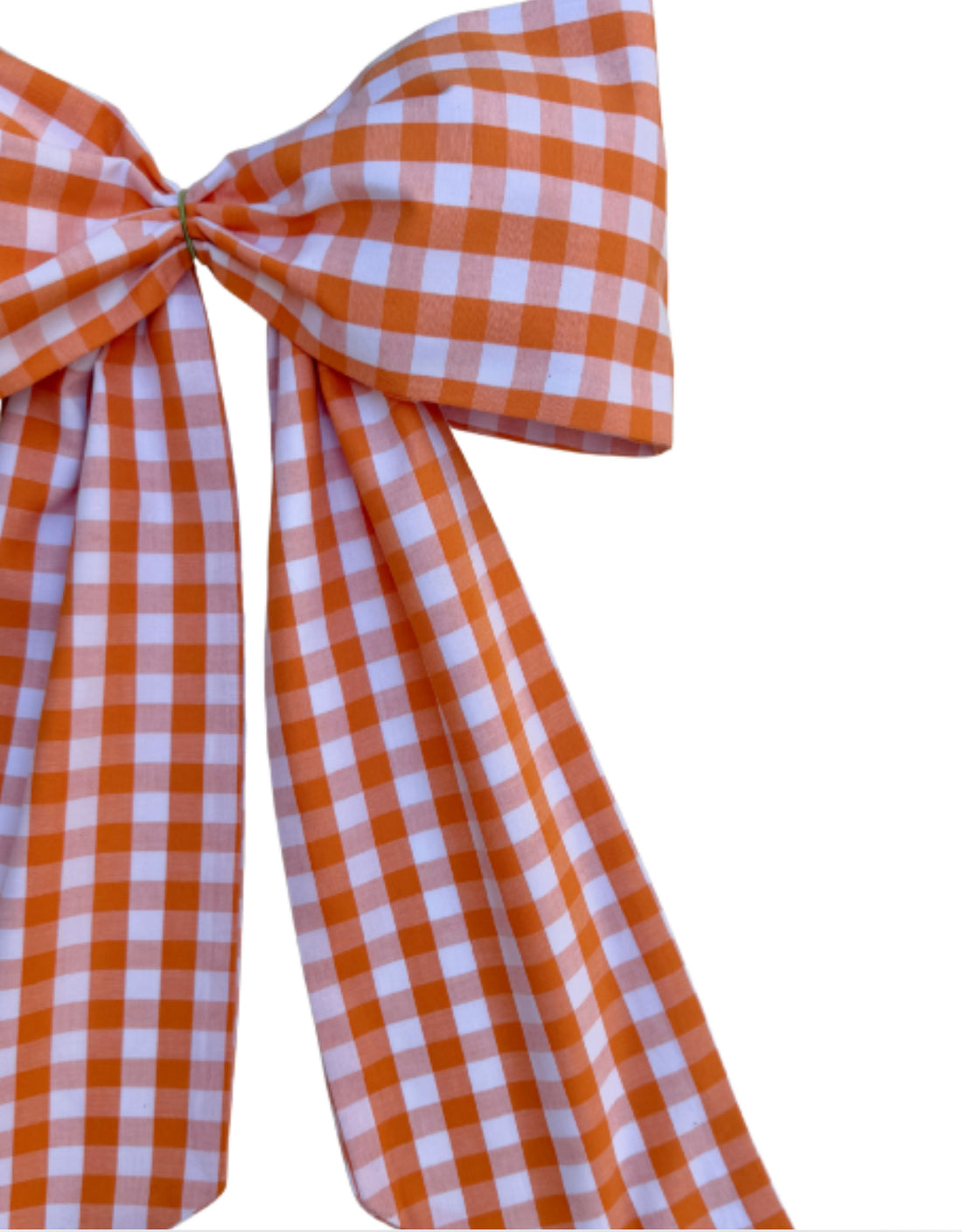 Pumpkin orange gingham check signature wreath sash
