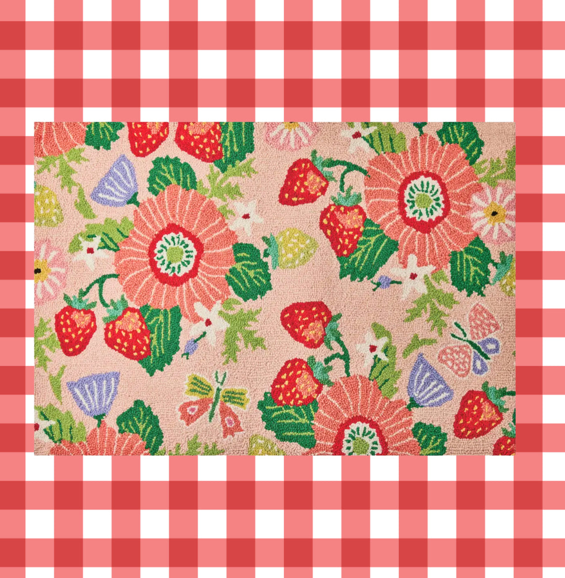 Strawberry Garden hand hooked rug