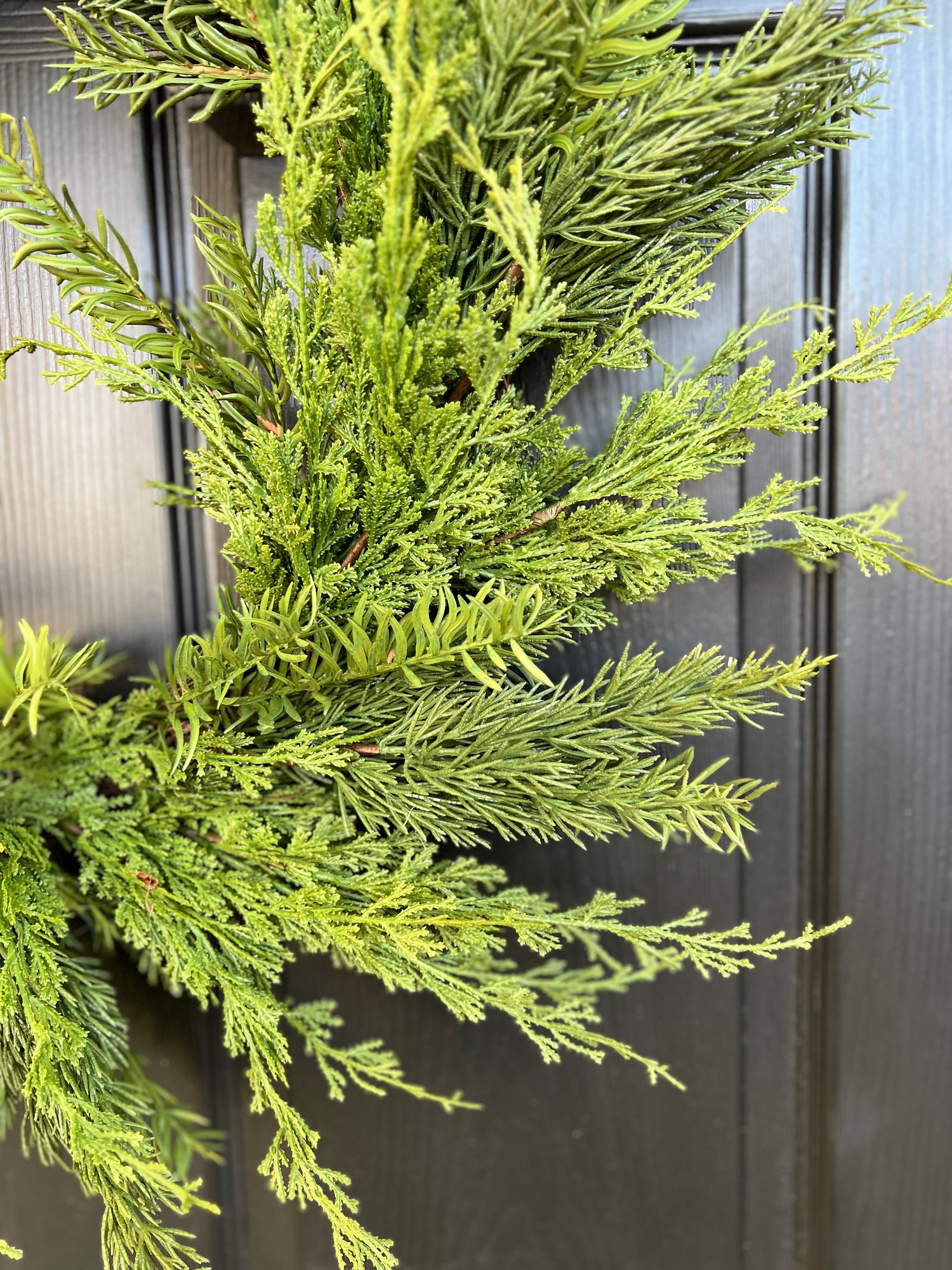 Oversized faux cedar real touch wreath