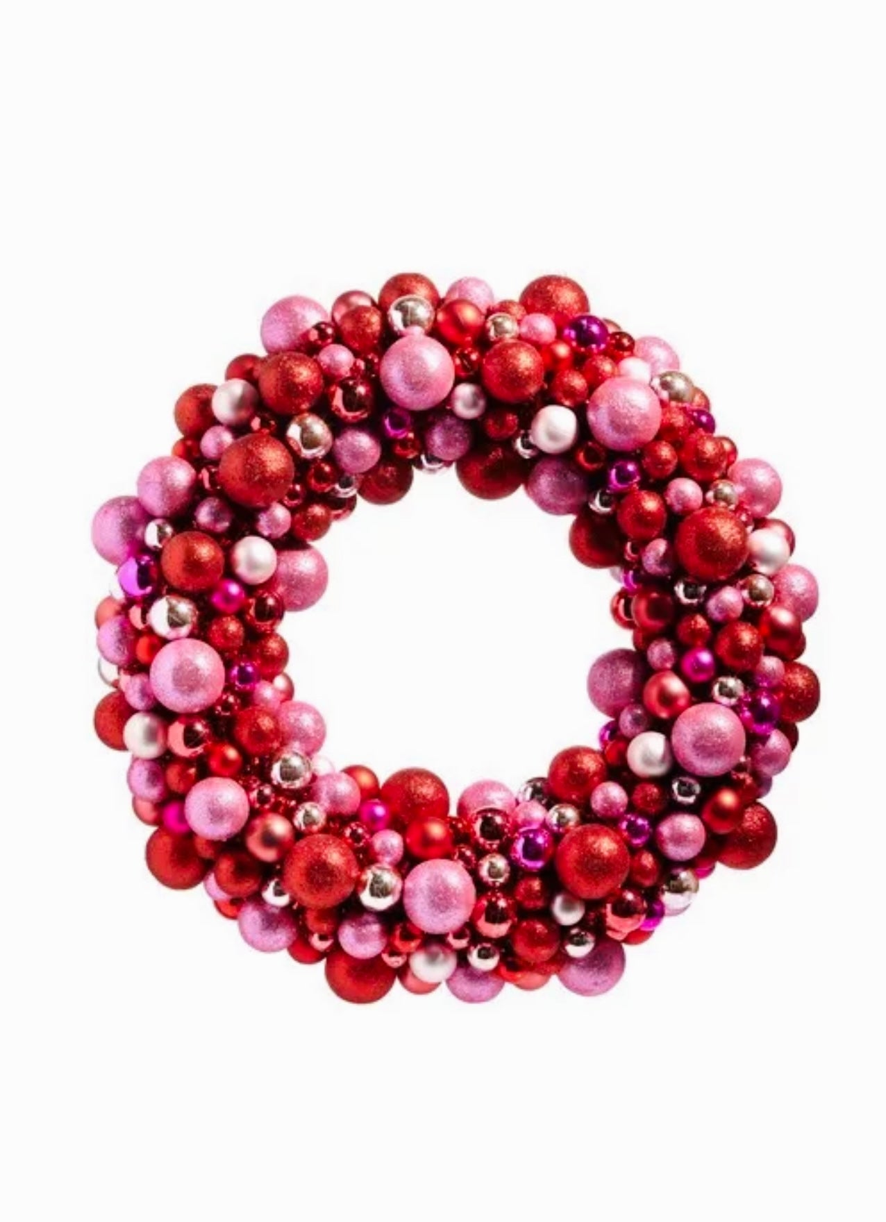 Pink and red ornament wreath