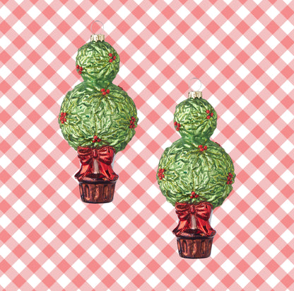 Glass topiary ornament set of 2