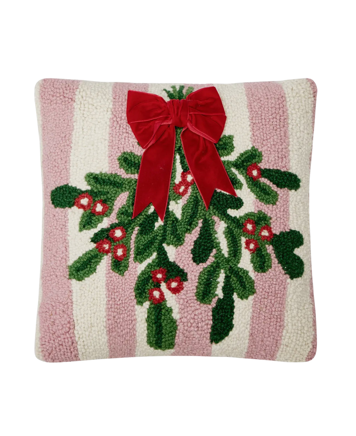 Pink and red mistletoe pillow with bow