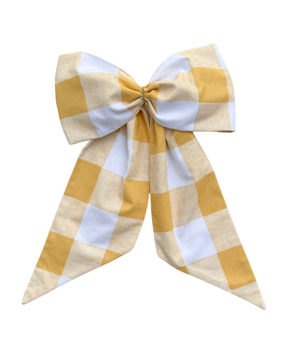 Mustard yellow buffalo check wreath sash