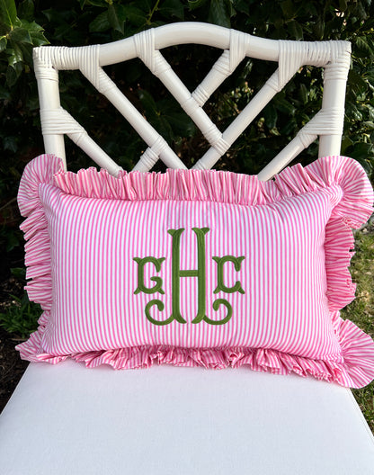 Hot pink and green floral trellis block print bedding collection