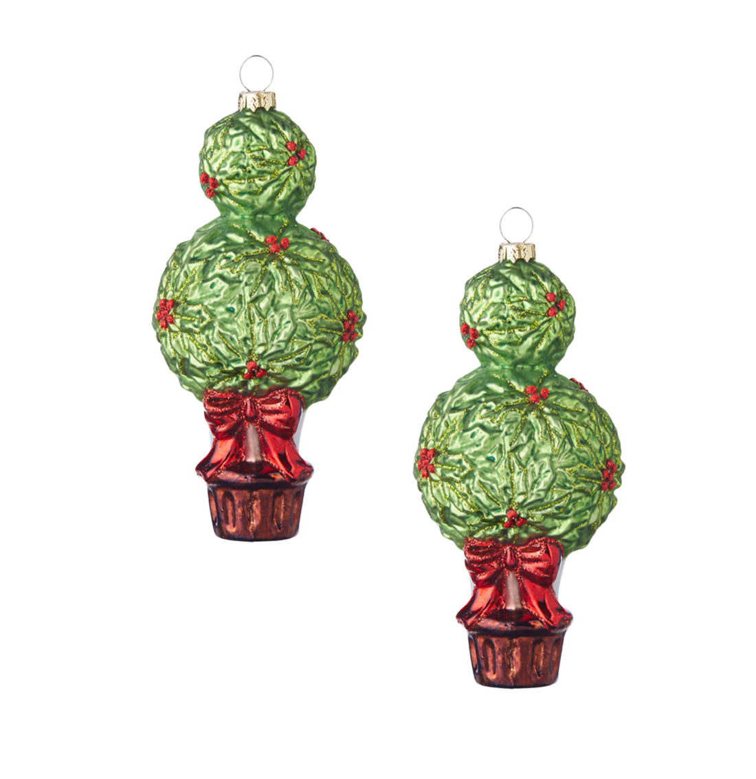 Glass topiary ornament set of 2