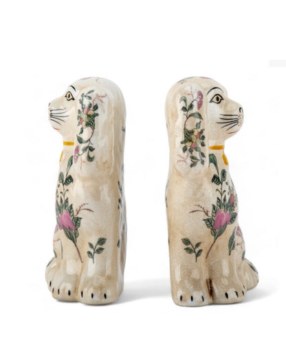 Rose Medallion Staffordshire dog pair 6”