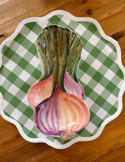 Vintage Vietri hand painted onion dish spoon rest