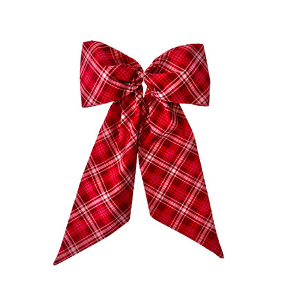Red and pink plaid wreath sash