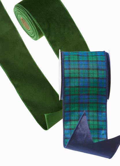 Blackwatch blue and green plaid ribbon