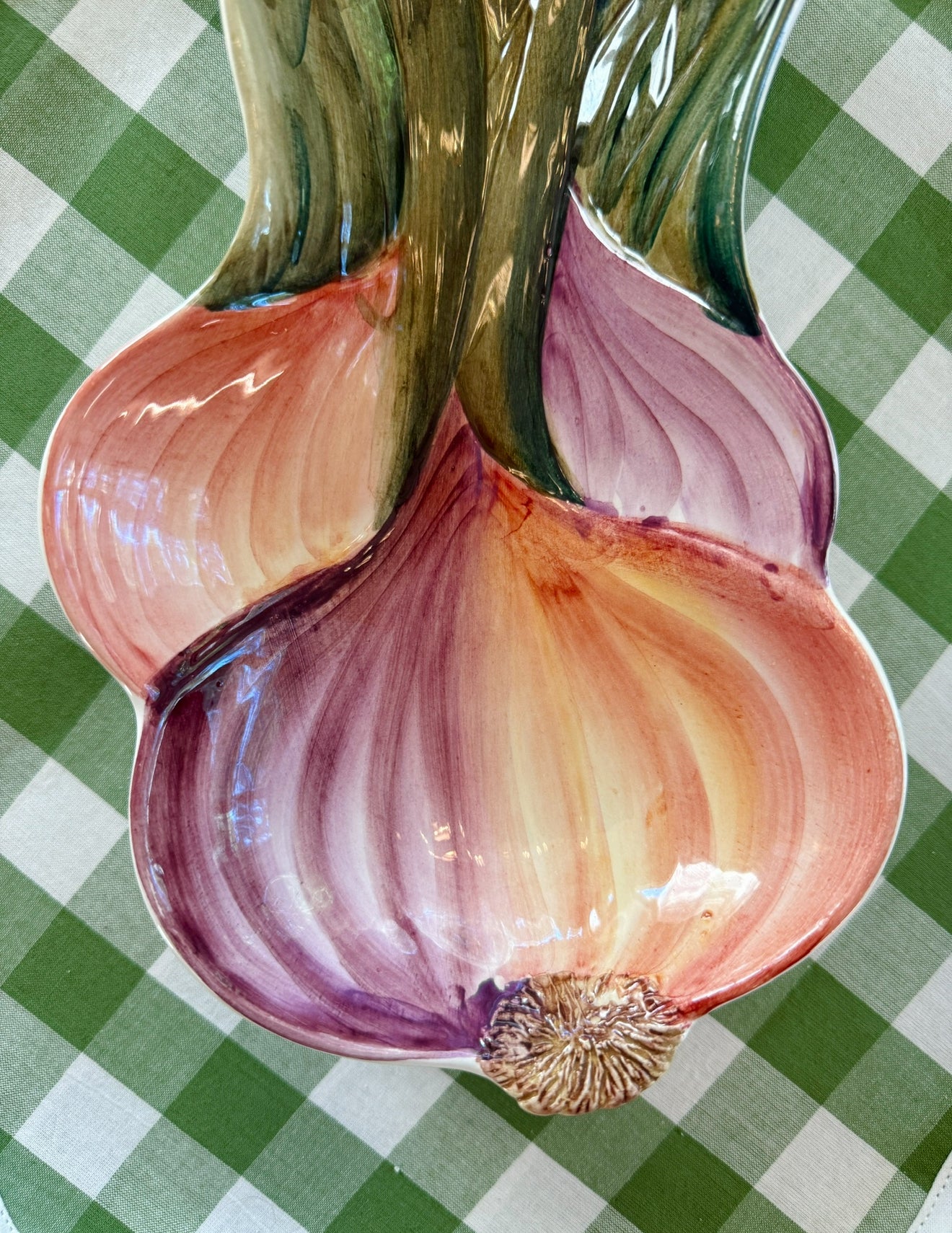 Vintage Vietri hand painted onion dish spoon rest