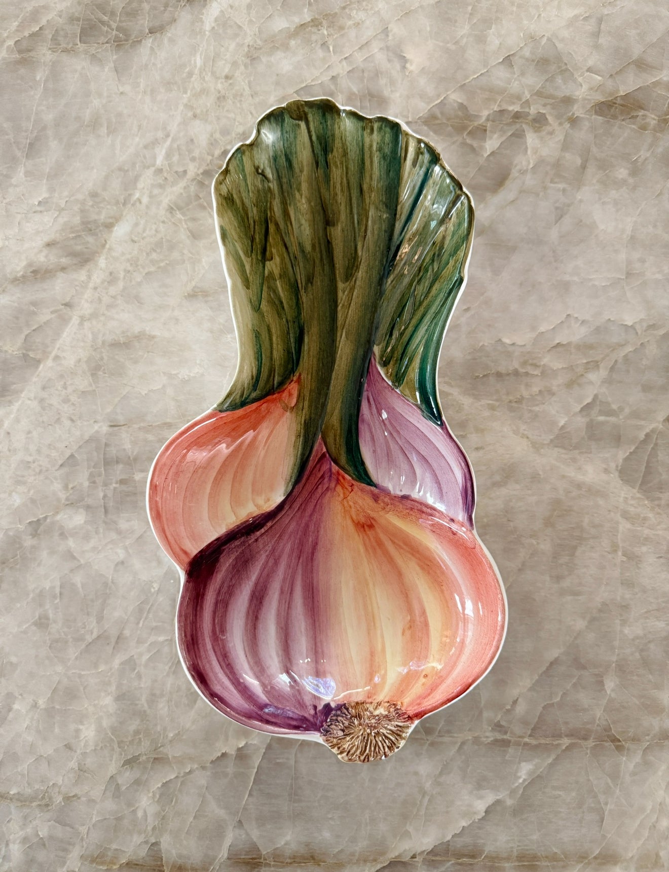 Vintage Vietri hand painted onion dish spoon rest