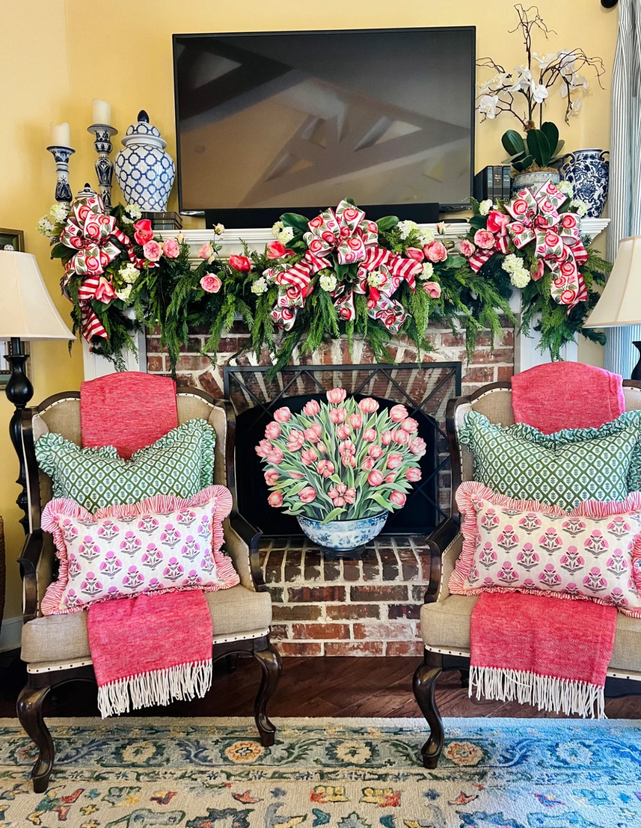 Large red gingham check ribbon 4” wide x 10 yard roll