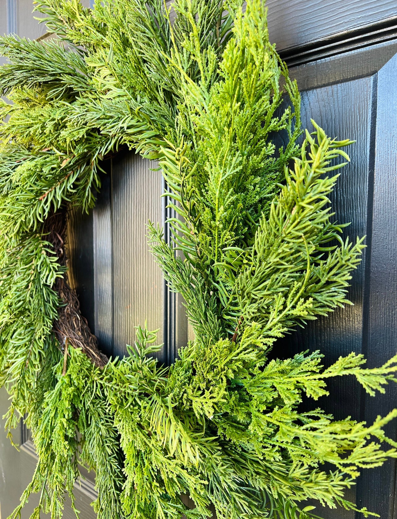 Oversized faux cedar real touch wreath