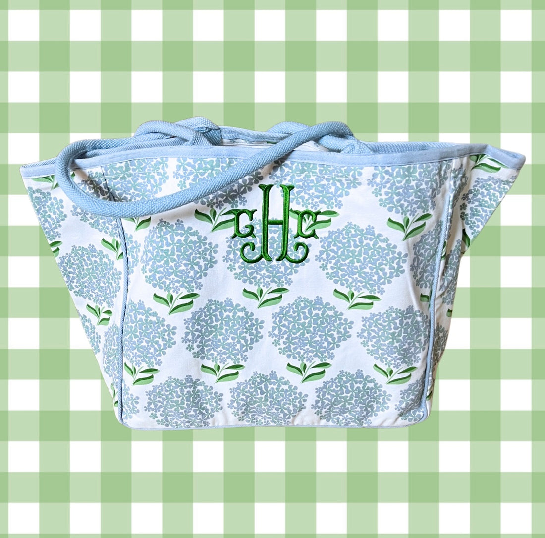 Oversized hydrangea canvas tote