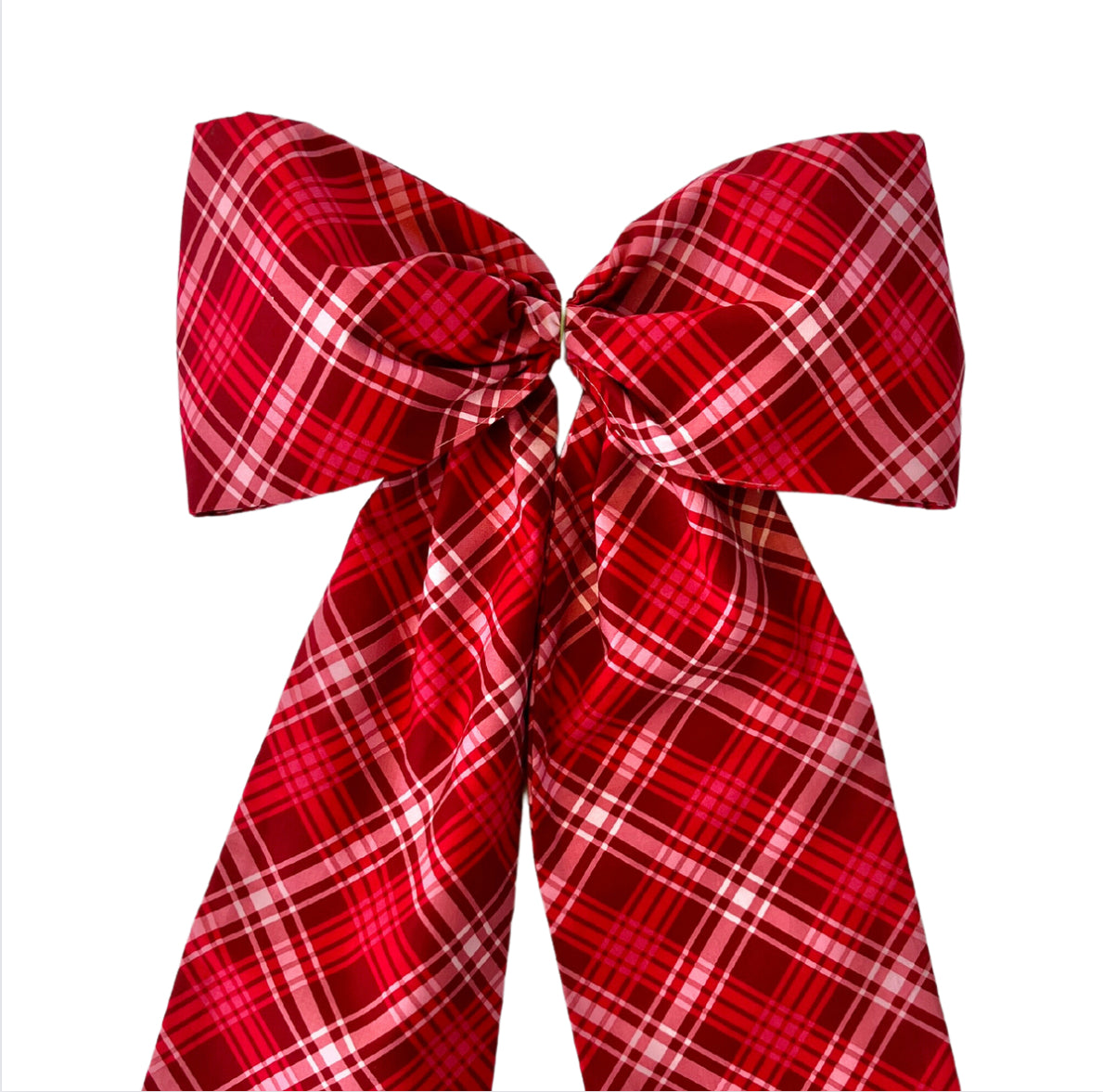 Red and pink plaid wreath sash