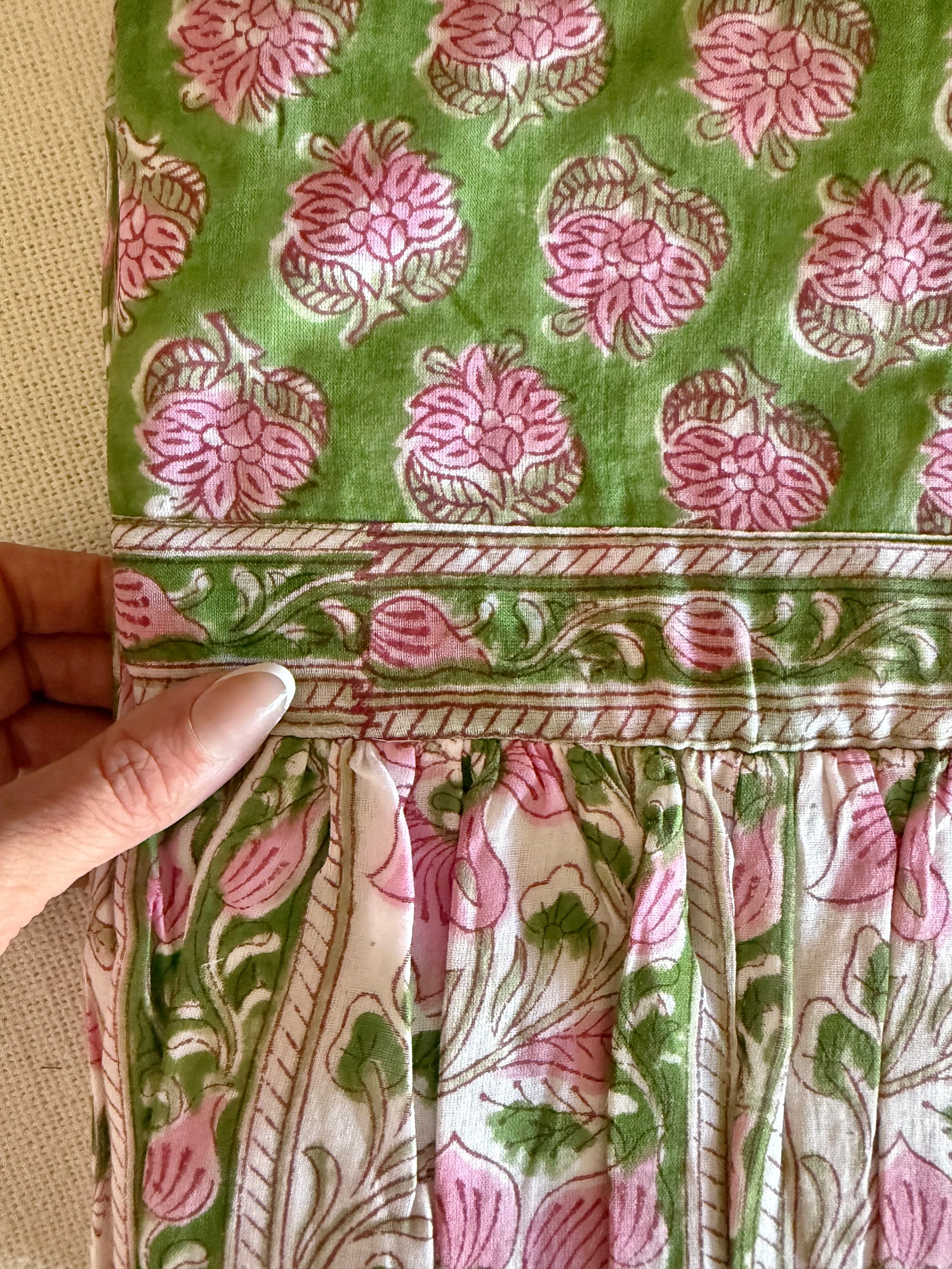 Lottie dress with sleeves in pink and green (final sale)