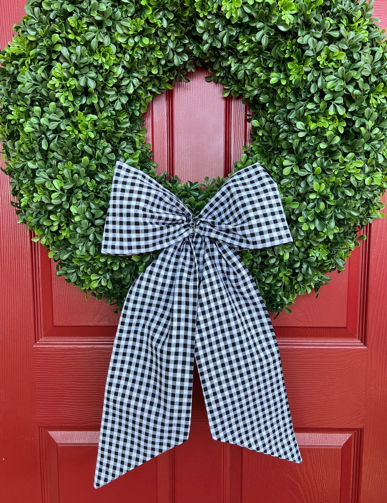 Black and white gingham wreath bow sash custom monogram available