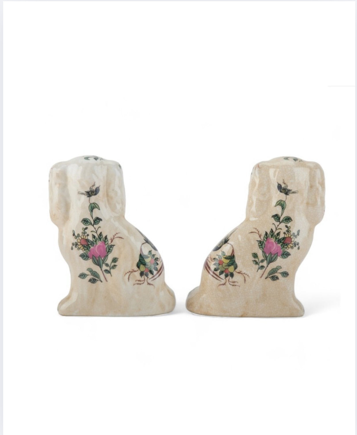 Rose Medallion Staffordshire dog pair 6”