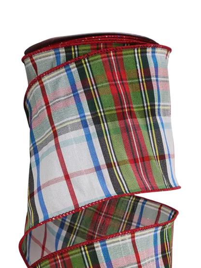Stewart plaid ribbon by the roll 4” x 10 yards