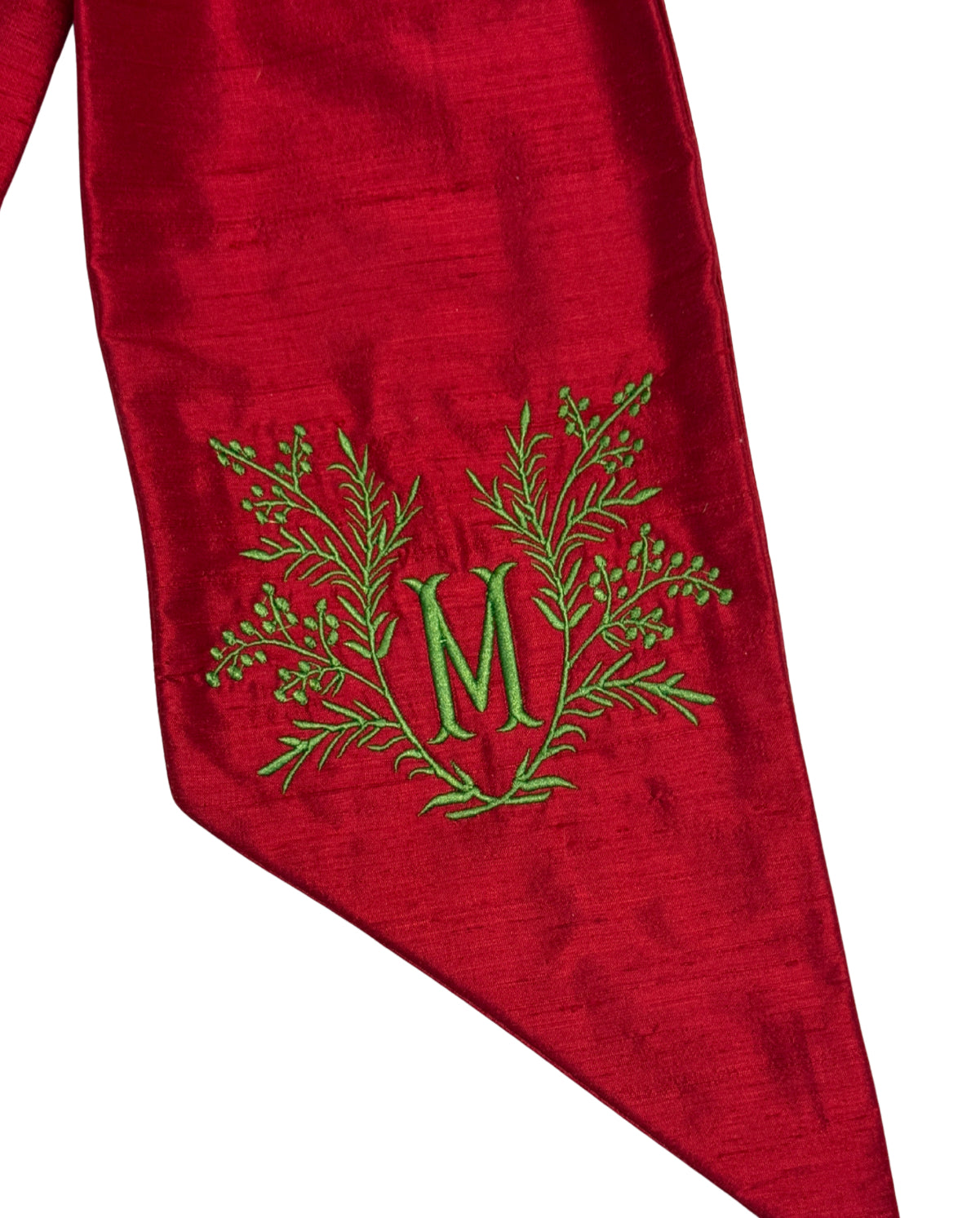 Luxe classic red 100 percent silk wreath sash