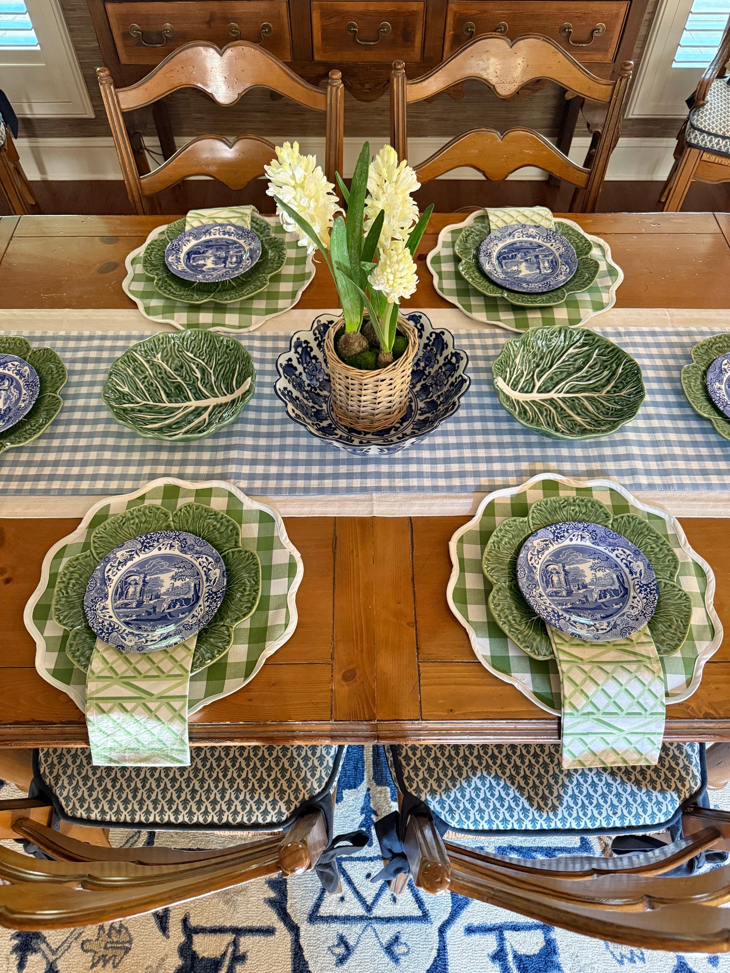 Fern green check scalloped placemat set of 4