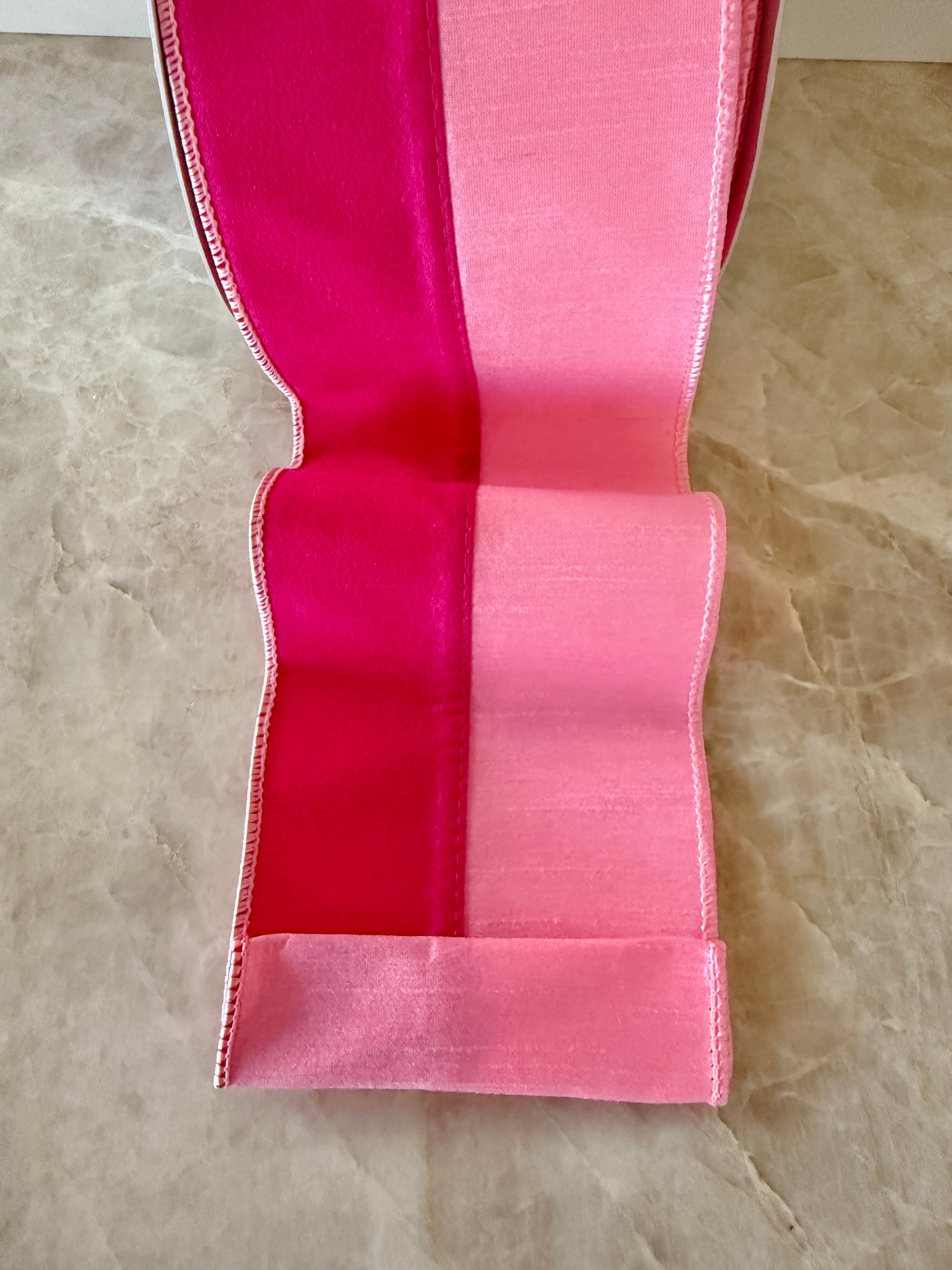Pink two tone wired ribbon by the roll 4”x10 yards