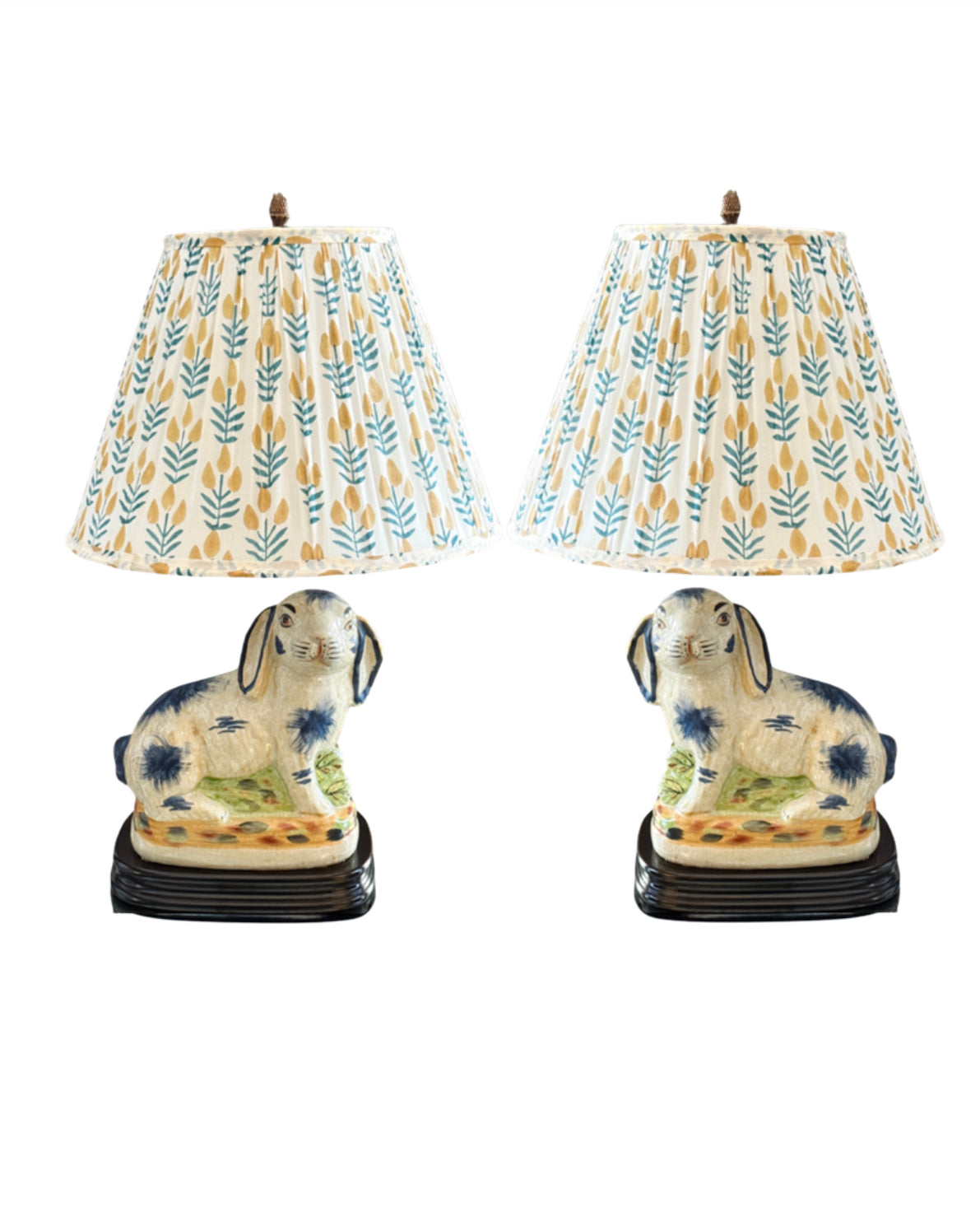 Blue Staffordshire porcelain bunny lamp
